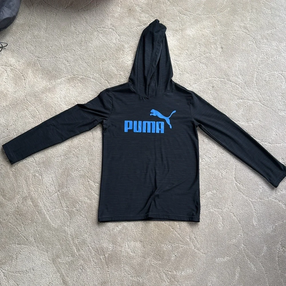 PUMA Lot of 2 Blue/Black Boys M 10-12 Long Sleeved Athletic Shirts